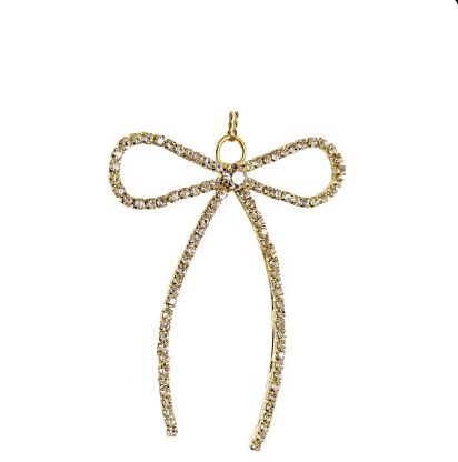 Новогоднее украшение Бант со стразами золотого цвета 14см, Shishi магазин Glossary 