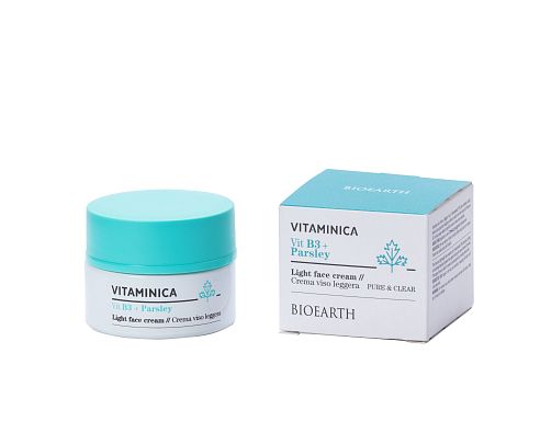 Vitaminica VIT B3 + ZN light face cream Крем-эмульсия очищающий и успокаивающий для нормальной, чувствительной и комбинированной кожи лица Bioearth,  магазин Glossary 