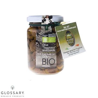 Оливки органические Таджаске без косточек в масле экстра верджин Frantoio di Sant’Agata,  магазин Glossary 
