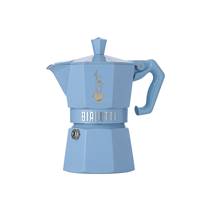 Кофеварка гейзерная на 3 чашки голубая Moka Express, Bialetti магазин Glossary 