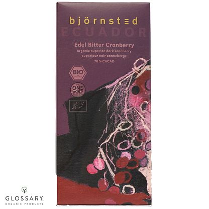 Шоколад черный с клюквой органический Bjornsted,  магазин Glossary 