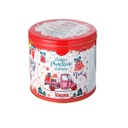 Панеттоне традиционный Рождественский в металлической коробке, Amaretti Virginia,  магазин Glossary 