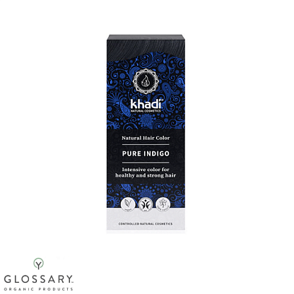 Растительная краска для волос Khadi "Чистый Индиго, Черный" (Pure Indigo) магазин Glossary 
