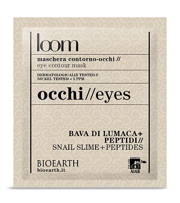 Loom Sheet Eye Contour Mask Snail Slime + Peptides Маска целлюлозная для контура глаз с омолаживающим и сияющим эффектом с органической слизью улитки и пептидами Bioearth,  магазин Glossary 