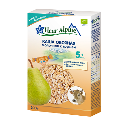 Молочная каша органическая овсяная с грушей Fleur Alpine /   магазин Glossary 