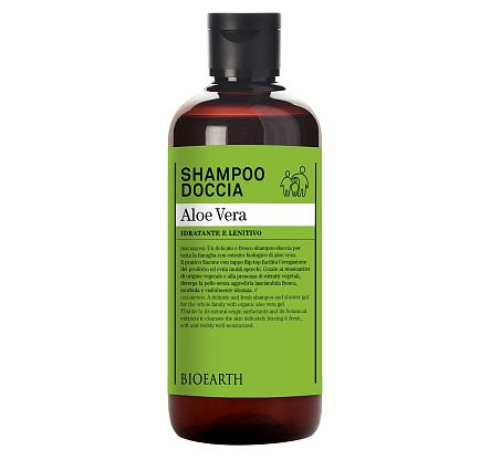 Family Shampoo Shower Gel - Aloe Vera Шампунь-гель увлажняющий для волос/душа Bioearth,  магазин Glossary 