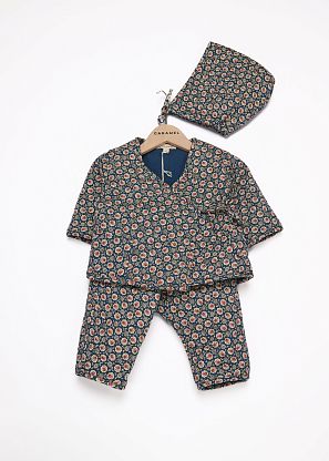 Комплект для младенцев в темно синий цветок Caramel, магазин Glossary 