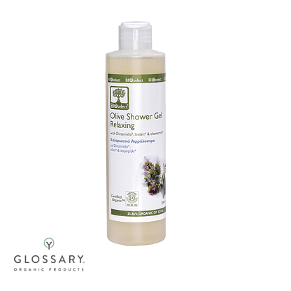Оливковый разслабляющий гель для душа с Диктамелией и ромашкой Bioselect,  магазин Glossary 