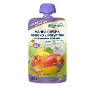 Пюре детское Манго, Персик, Яблоко с Йогуртом от 6 месяцев Fleur Alpine /  магазин Glossary 