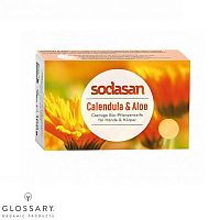Органическое противовоспалительное мыло-крем для лица и тела Календула-Алоэ SODASAN магазин Glossary 