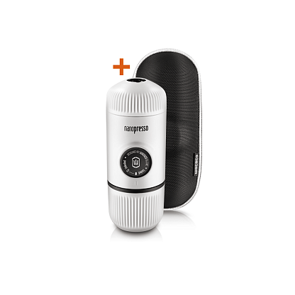 Портативная эспрессо кофеварка Nanopresso с белым чехлом, Wacaco магазин Glossary 