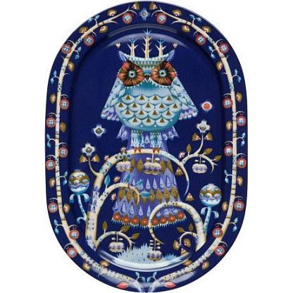 Блюдо для сервировки синее с рисунком Taika, Iittala магазин Glossary 