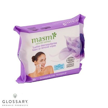 Органические влажные салфетки для удаления макияжа Masmi магазин Glossary 