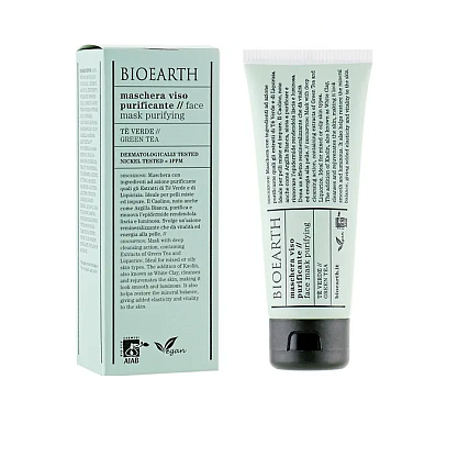 Очищающая маска для лица Purifying Face Mask Green Tea Bioearth,  магазин Glossary 