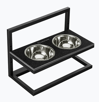 Миски на подставке с регулируемой высотой Lift Black Stone + Black, Harley and Cho магазин Glossary 