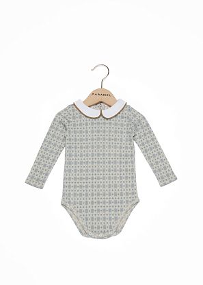 Боди для младенцев синий в геометрический узор Caramel,  магазин Glossary 