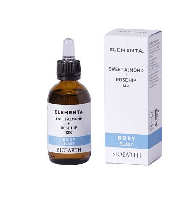 Elementa_Body SWEET ALMOND + ROSE HIP 12% (body elast) Сыворотка-концентрат от растяжек и для эластичности тела Bioearth,  магазин Glossary 