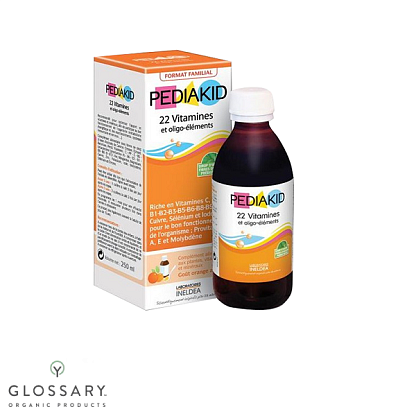 Натуральный сироп для здорового физического развития 22 витамина и олиго- элемента Pediakid,   магазин Glossary 