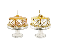 Новогоднее украшение стеклянное Торт на подставке 8см, Shishi магазин Glossary 