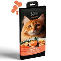 Лакомство кремовое для кошек Creamy superfood SALMON WITH SCALLOP AND RED CAVIAR FOR CATS в виде кремообразного пюре филе лосося с морским гребешком и красной икрой Mavsy магазин Glossary 