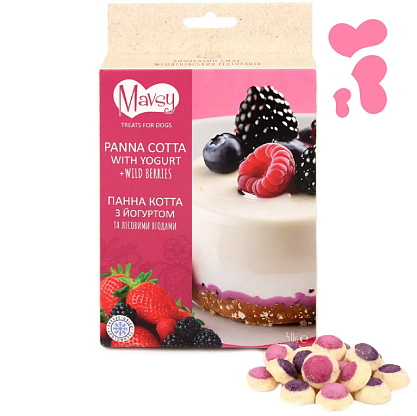Лакомство для собак от 3-х месяцев Freeze dried PANACOTTA WITH YOGURT AND WILD BERRIES панна-котта с йогуртом и лесными ягодами Mavsy магазин Glossary 