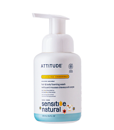 Пенка для мытья тела и волос детская Sensitive Skin, Attitude магазин Glossary 