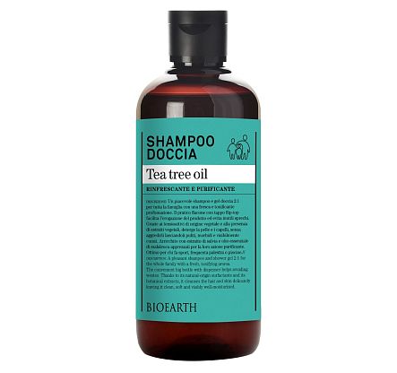Family Shampoo Shower Gel - Tea Tree oil Шампунь-гель увлажняющий для волос/душа Bioearth,  магазин Glossary 