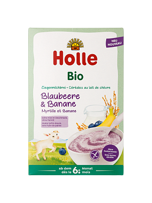 Каша из козьего молока с черникой и бананом органическая (с 6 месяцев), Holle магазин Glossary 
