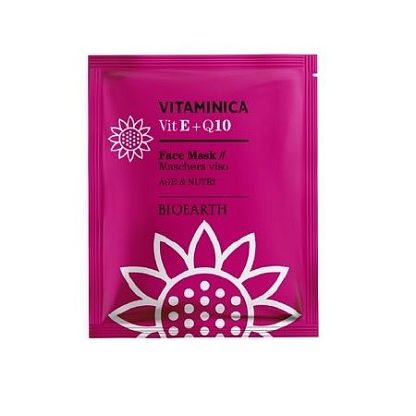 VITAMINICA SINGLE SHEET FACE MASK VIT C + AMLA Маска целлюлозна антиоксидантная, сияющая и тонизирующая для всех типов кожи лица Bioearth,  магазин Glossary 