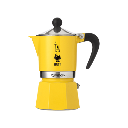 Кофеварка гейзерная на 3 чашки желтая Rainbow, Bialetti магазин Glossary 