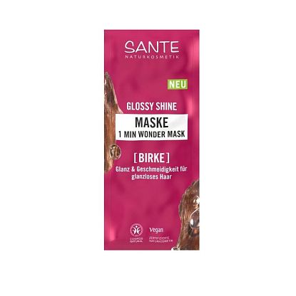 БИО-Маска Glossy Shine для блеска волос с Протеиновым комплексом и Березовыми листьями SANTE,  магазин Glossary 