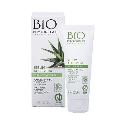 Маска для лица очищающая для жирно-комбинированной кожи SEBUM ALOE VERA Phytorelax магазин Glossary 