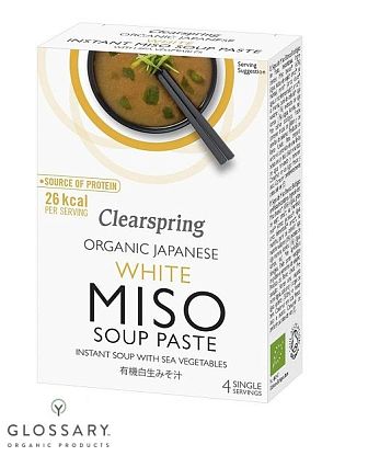 Паста для приготовления белого Мисо супа с морскими водорослями Clearspring,  магазин Glossary 