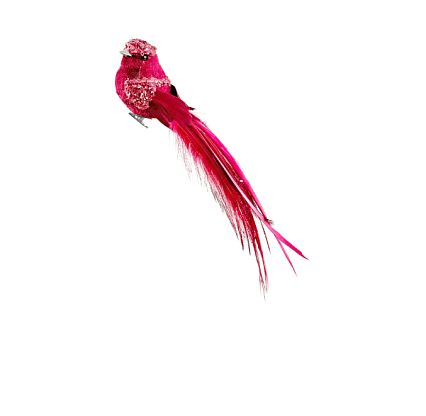 Новогоднее украшение Птица бархатная с перьями цвета бургунди 18см, Shishi магазин Glossary 