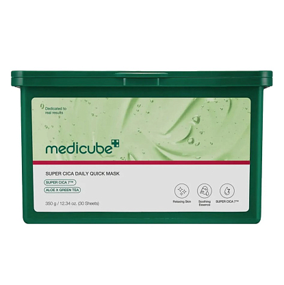 Набор успокаивающих масок с центелой, алоэ и зеленым чаем Medicube Super Cica Daily Quick Mask магазин Glossary 