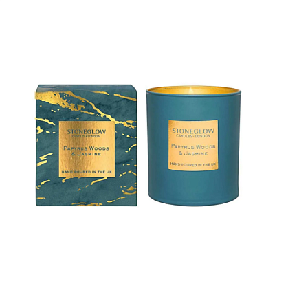 Свеча ароматизированная "Papyrus Woods & Jasmine" (тумблер) Luna, Stoneglow магазин Glossary 