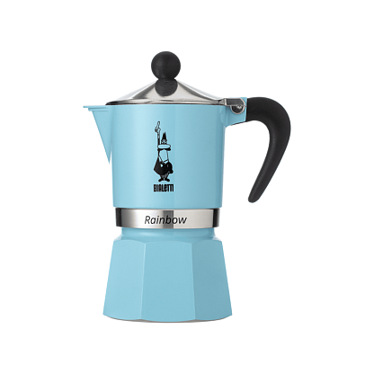 Кофеварка гейзерная на 3 чашки голубая Rainbow, Bialetti магазин Glossary 