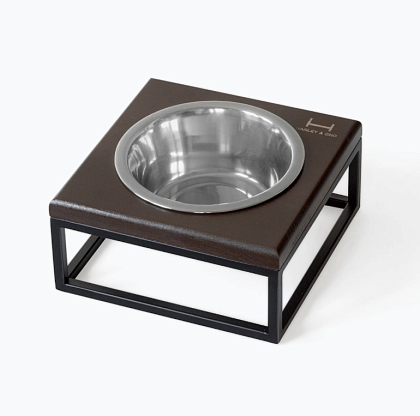 Одна миска на подставке Lunch Bar Brown wood + Black, Harley and Cho магазин Glossary 