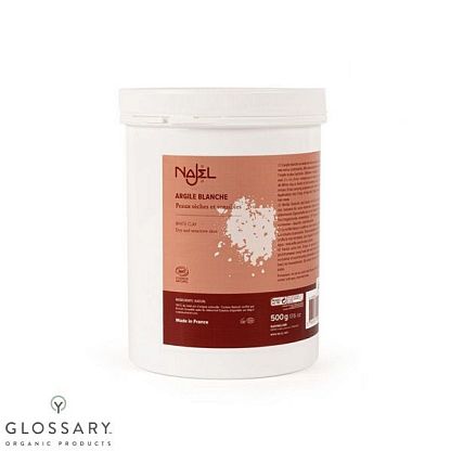 Порошок белой глины  для сухой чувствительной кожи Najel,  магазин Glossary 