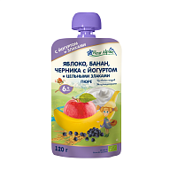 Пюре детское Яблоко, Банан, Черника с Йогуртом от 6 месяцев Fleur Alpine /  магазин Glossary 