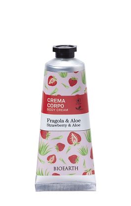 Family Body Cream Strawberry & Aloe Крем для тела увлажняющий и смягчающий Bioearth,  магазин Glossary 