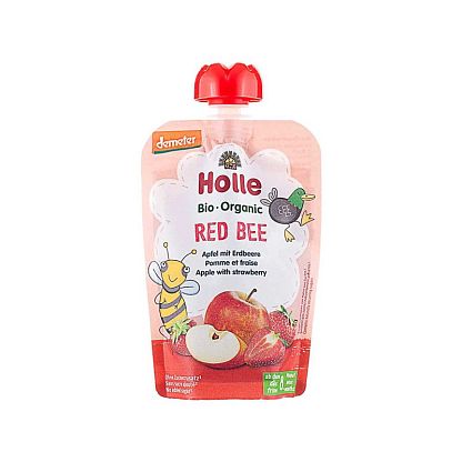 Пюре "Red Bee" с яблоком и клубникой органическое (с 8 месяцев), Holle магазин Glossary 