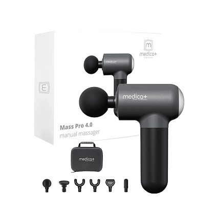 Перкуссионный массажер для тела и мышц MEDICA+ MassHand Pro 4.0 Black магазин Glossary 