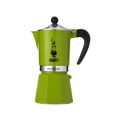 Кофеварка гейзерная на 6 чашек зеленая Rainbow, Bialetti магазин Glossary 