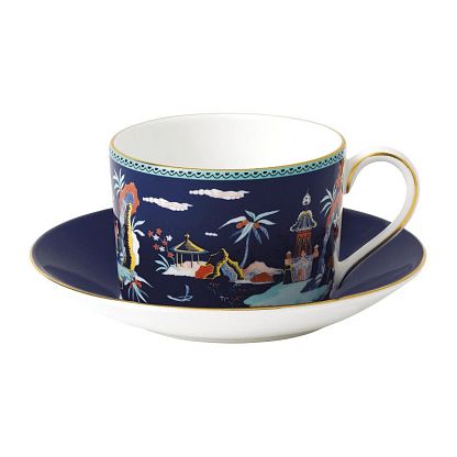 Чашка с блюдцем "Blue Pagoda" Wonderlust, Wedgwood магазин Glossary 