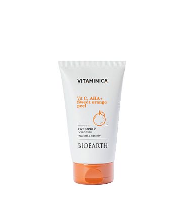 Vitaminica VIT C+ORANGE PEEL face scrub Скраб-пилинг деликатно очищающий кожу лица Bioearth,  магазин Glossary 
