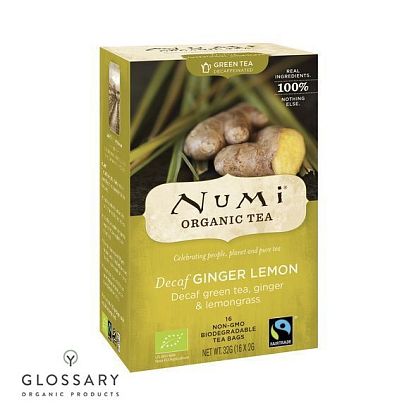 Зеленый чай без кофеина «Лимонный имбирь» Numi магазин Glossary 