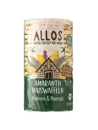 Хлебцы кукурузные с амарантом, розмарином и морской солью органические Allos,  магазин Glossary 