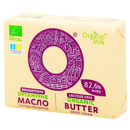 Масло сливочное БЕЗЛАКТОЗНОЕ органическое жирность 82,6 % Organic Milk,   магазин Glossary 