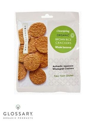 Крекеры из коричневого риса с кунжутом органические Clearspring,  магазин Glossary 